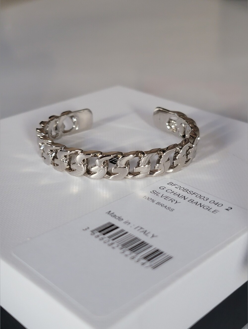 NWT Authentic Givenchy G Chain Bangle Bracelet – Silversmith Brass, Size 2